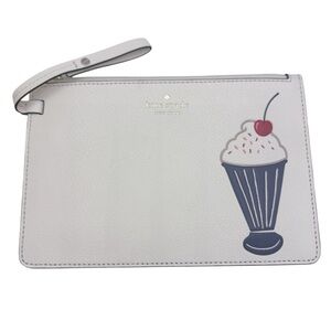 Kate Spade RARE Milkshake/Ice Cream Thin Wristlet Clutch 8x5 Essentials Pouch